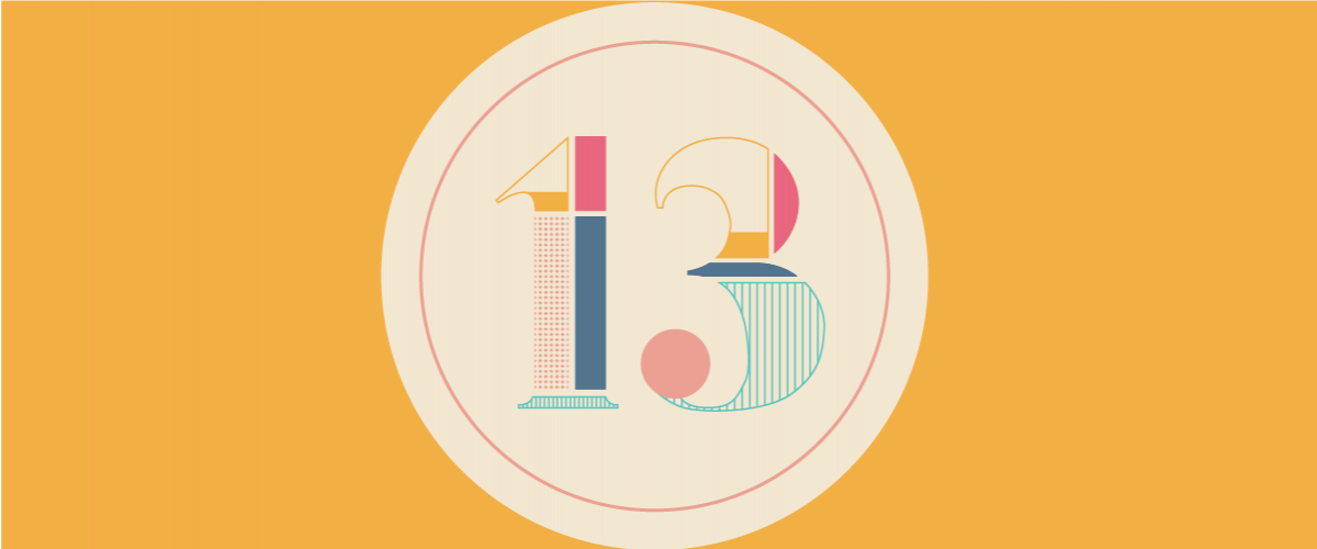 colorful graphic that has the number 13 on it