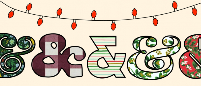 Graphic features a string of holiday lights above a series of ampersands with different patterns.